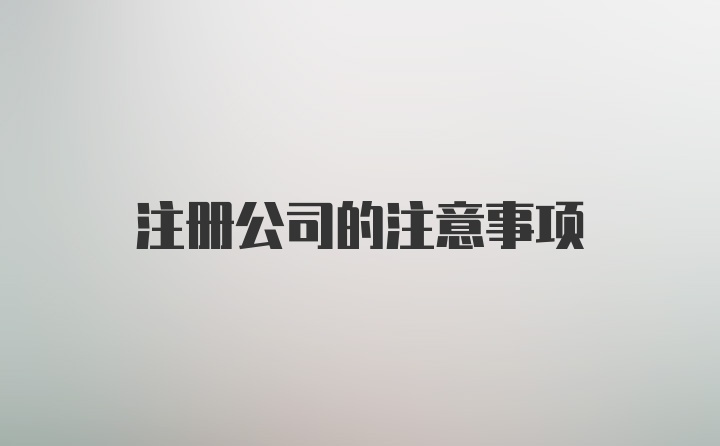 注册公司的注意事项