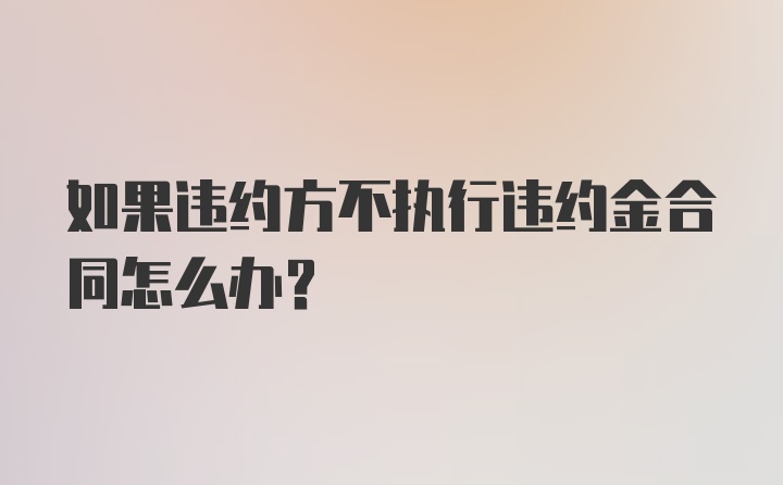 如果违约方不执行违约金合同怎么办？