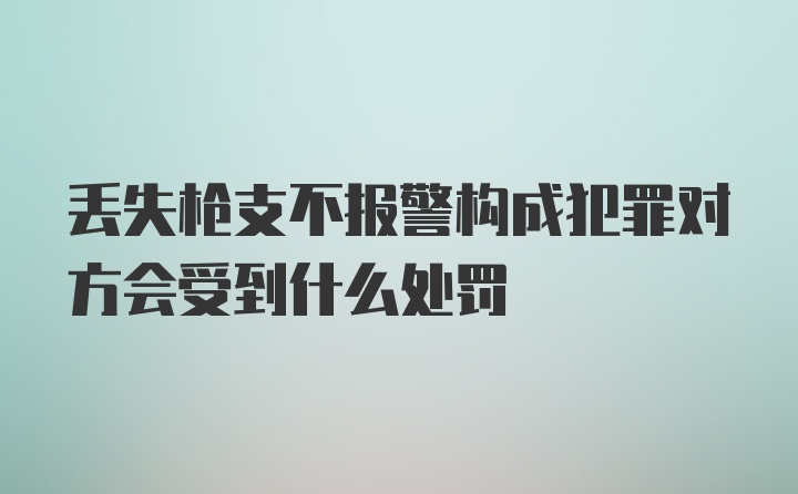 丢失枪支不报警构成犯罪对方会受到什么处罚