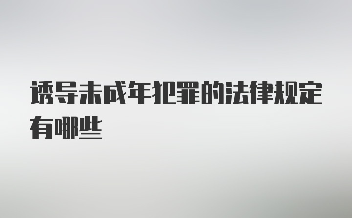 诱导未成年犯罪的法律规定有哪些