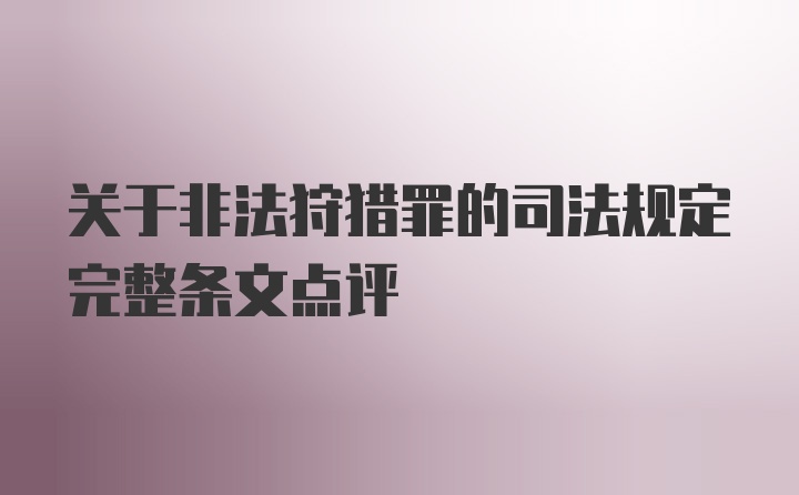 关于非法狩猎罪的司法规定完整条文点评