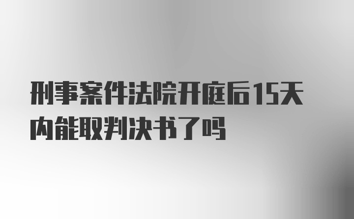 刑事案件法院开庭后15天内能取判决书了吗