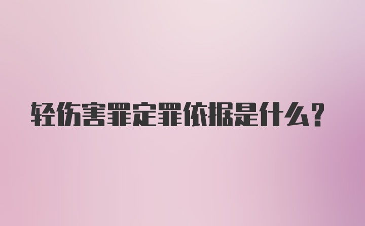 轻伤害罪定罪依据是什么?