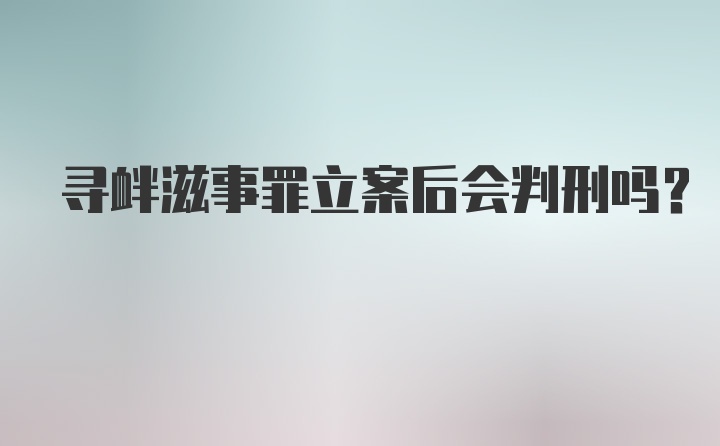 寻衅滋事罪立案后会判刑吗？