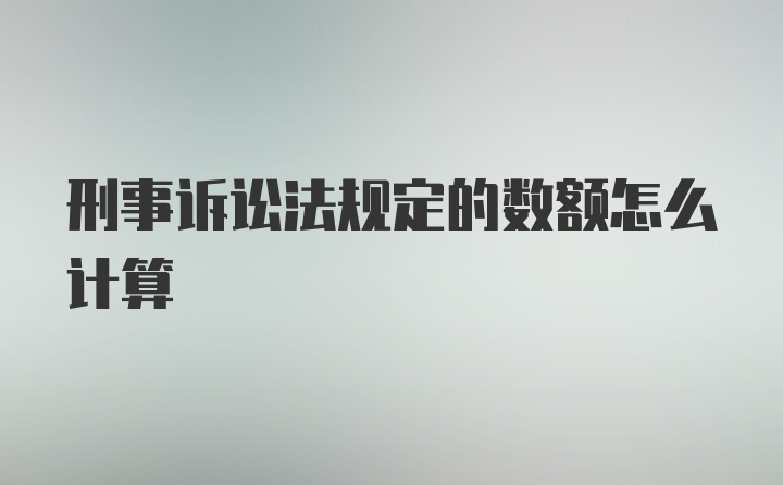 刑事诉讼法规定的数额怎么计算