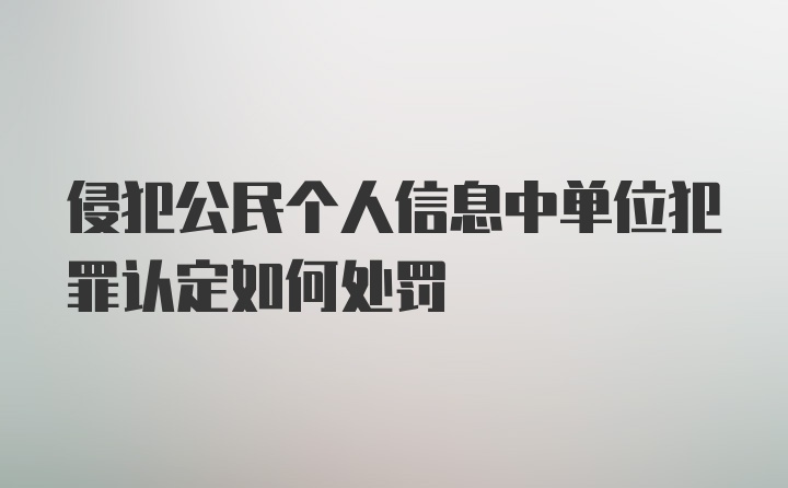 侵犯公民个人信息中单位犯罪认定如何处罚