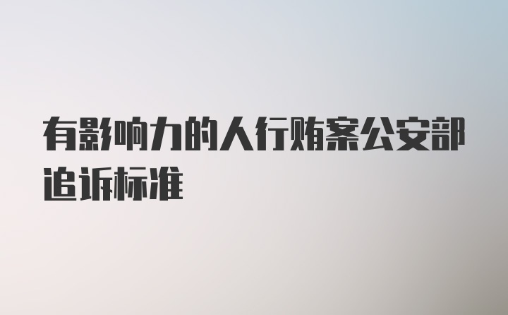 有影响力的人行贿案公安部追诉标准