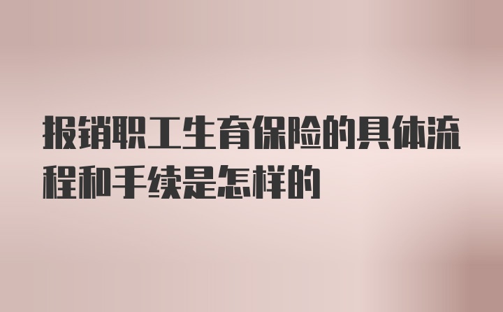 报销职工生育保险的具体流程和手续是怎样的