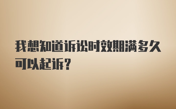 我想知道诉讼时效期满多久可以起诉？