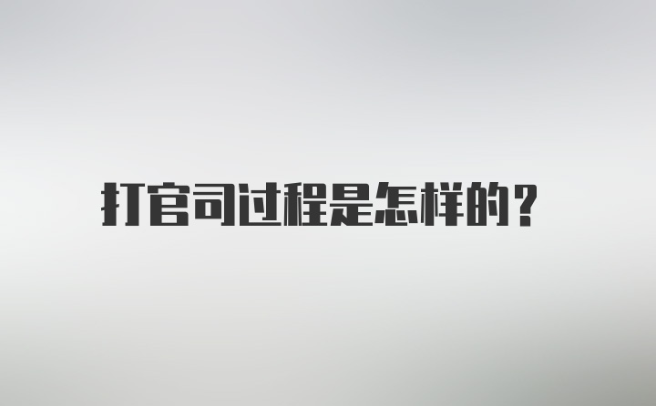 打官司过程是怎样的？