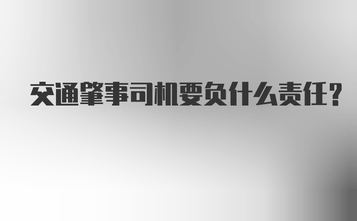 交通肇事司机要负什么责任？