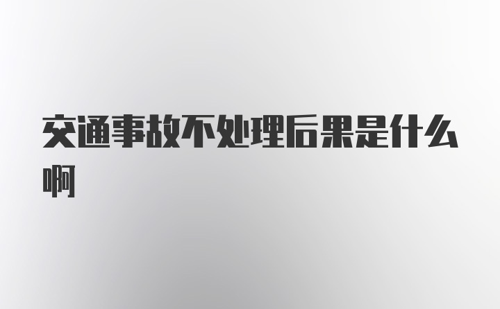 交通事故不处理后果是什么啊