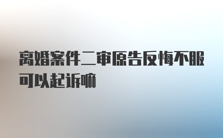 离婚案件二审原告反悔不服可以起诉嘛