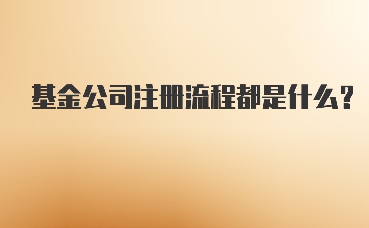 基金公司注册流程都是什么？