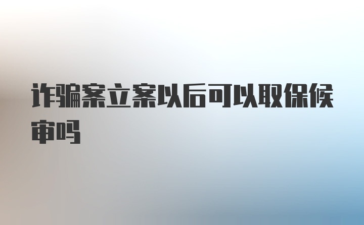 诈骗案立案以后可以取保候审吗