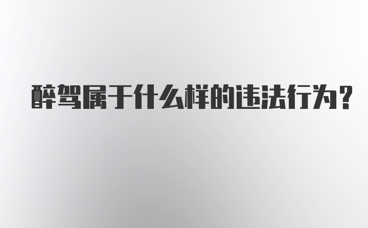 醉驾属于什么样的违法行为？