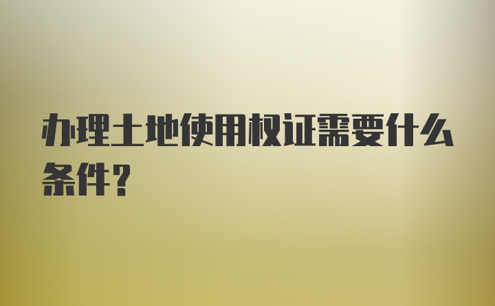 办理土地使用权证需要什么条件？