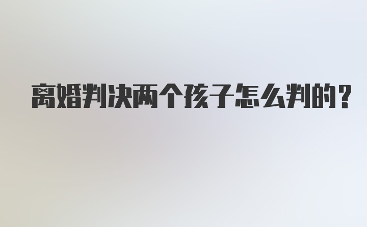 离婚判决两个孩子怎么判的？