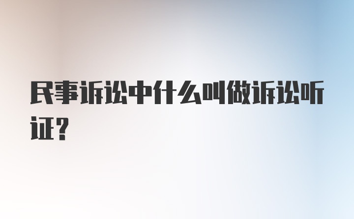 民事诉讼中什么叫做诉讼听证？