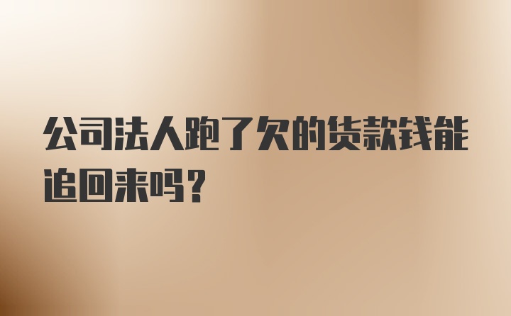 公司法人跑了欠的货款钱能追回来吗？