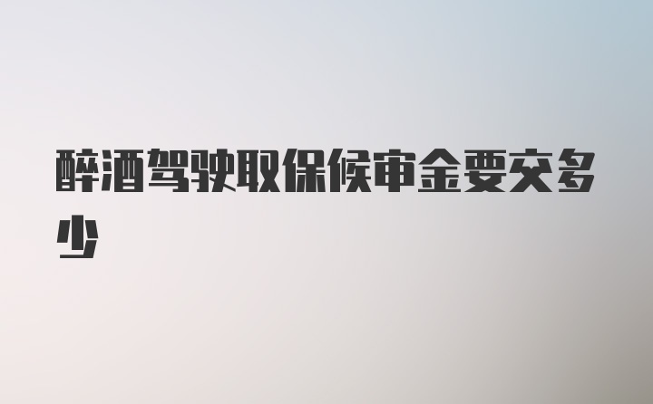 醉酒驾驶取保候审金要交多少