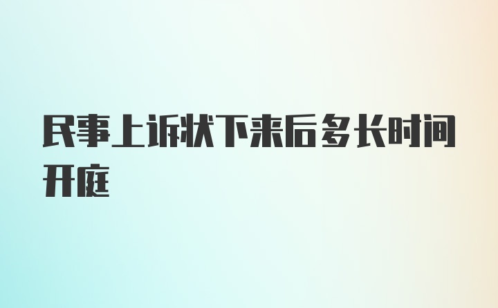 民事上诉状下来后多长时间开庭