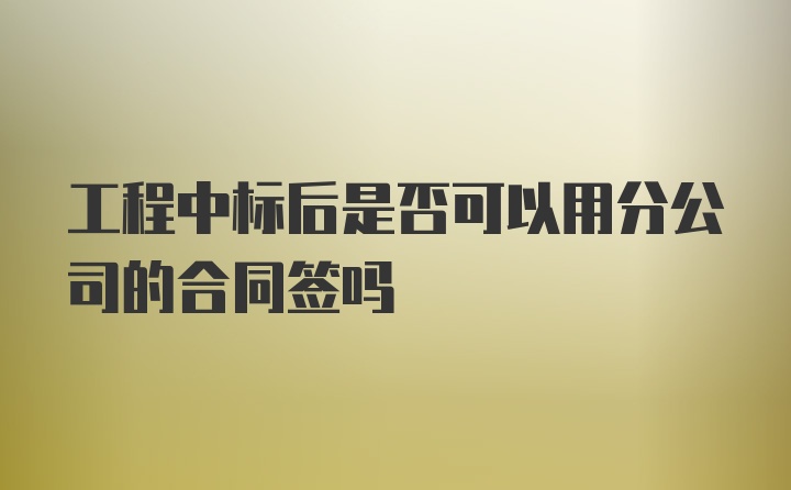 工程中标后是否可以用分公司的合同签吗