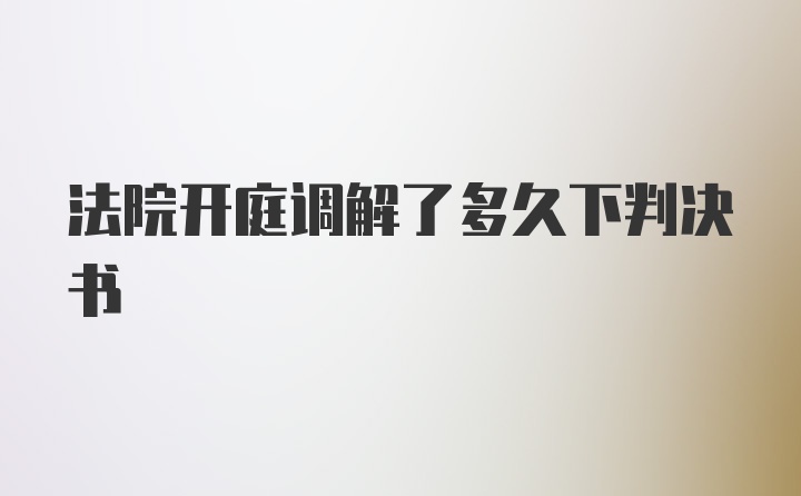 法院开庭调解了多久下判决书