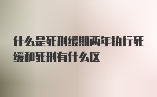 什么是死刑缓期两年执行死缓和死刑有什么区