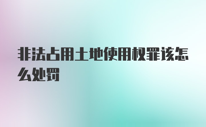 非法占用土地使用权罪该怎么处罚