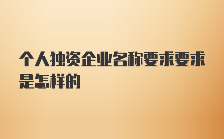 个人独资企业名称要求要求是怎样的