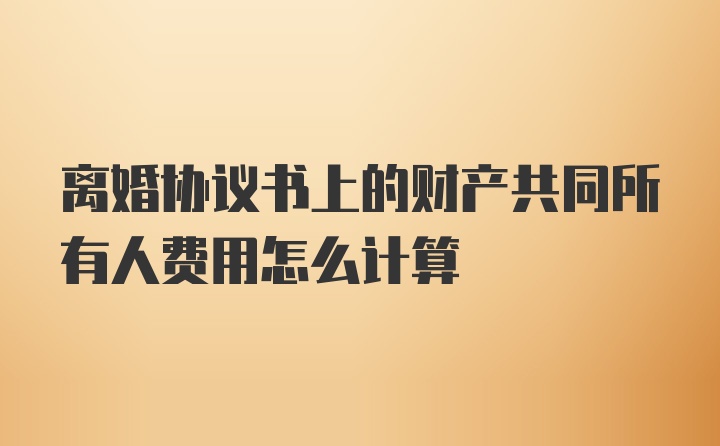 离婚协议书上的财产共同所有人费用怎么计算