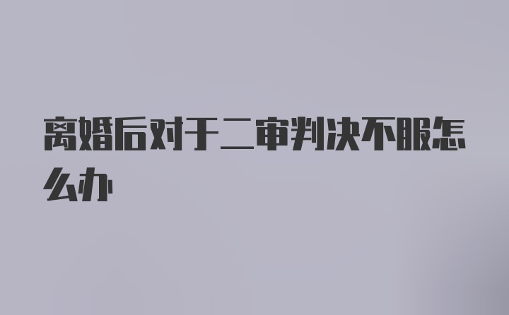 离婚后对于二审判决不服怎么办