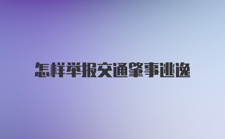 怎样举报交通肇事逃逸