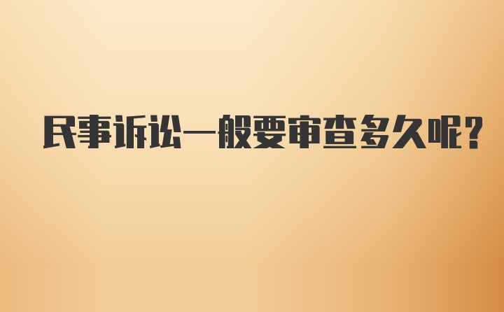 民事诉讼一般要审查多久呢？