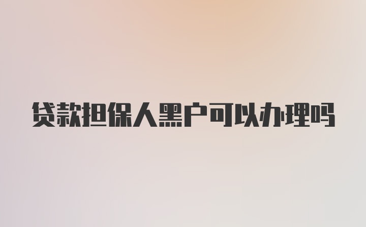 贷款担保人黑户可以办理吗