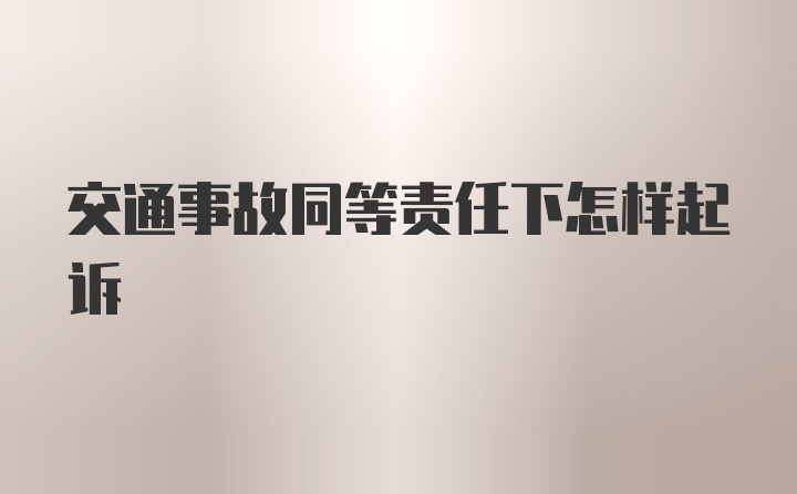 交通事故同等责任下怎样起诉