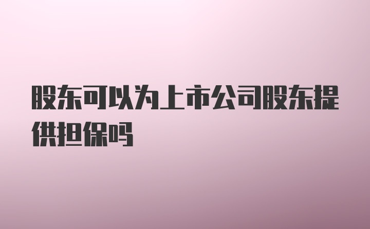 股东可以为上市公司股东提供担保吗