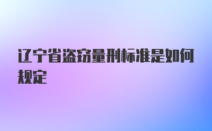 辽宁省盗窃量刑标准是如何规定