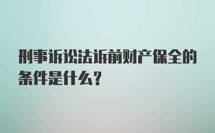 刑事诉讼法诉前财产保全的条件是什么？