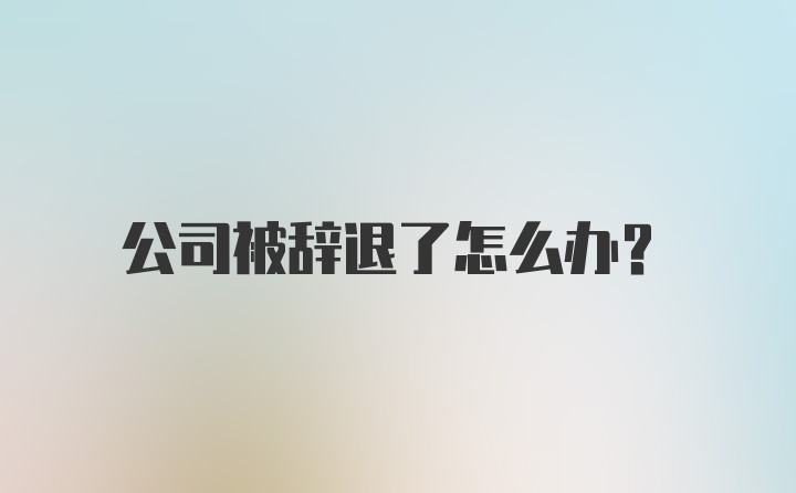 公司被辞退了怎么办？