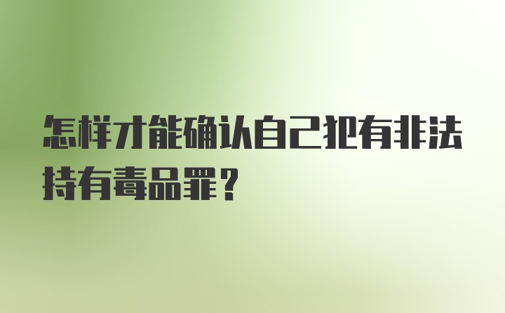 怎样才能确认自己犯有非法持有毒品罪?