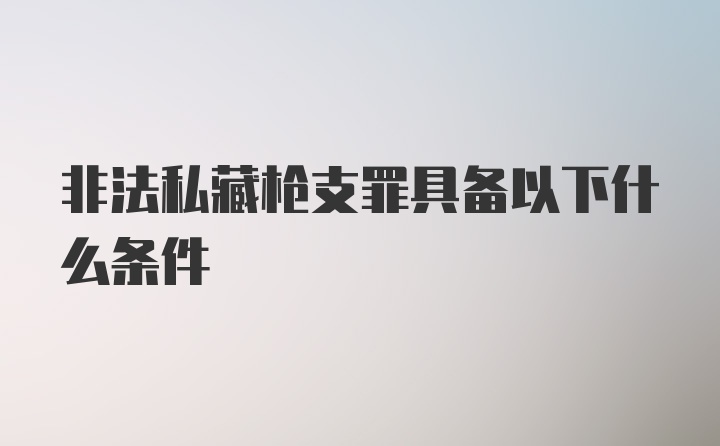 非法私藏枪支罪具备以下什么条件