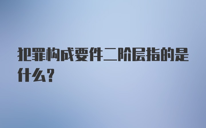 犯罪构成要件二阶层指的是什么?