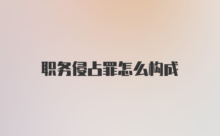 职务侵占罪怎么构成