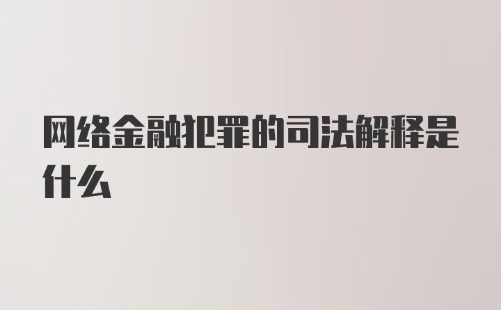 网络金融犯罪的司法解释是什么