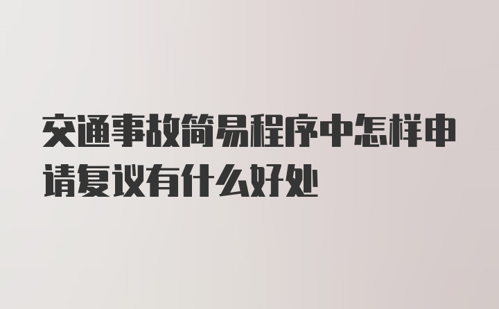 交通事故简易程序中怎样申请复议有什么好处