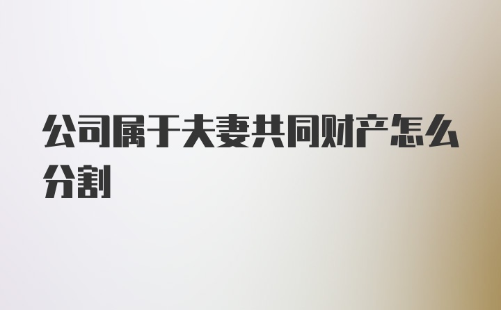 公司属于夫妻共同财产怎么分割