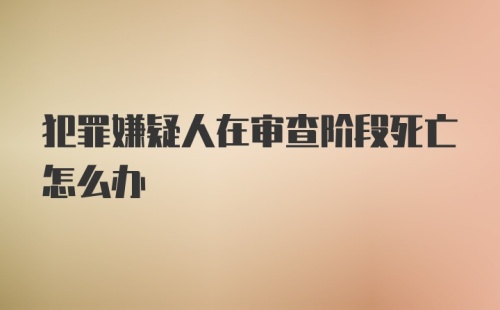 犯罪嫌疑人在审查阶段死亡怎么办