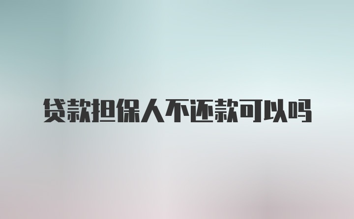 贷款担保人不还款可以吗